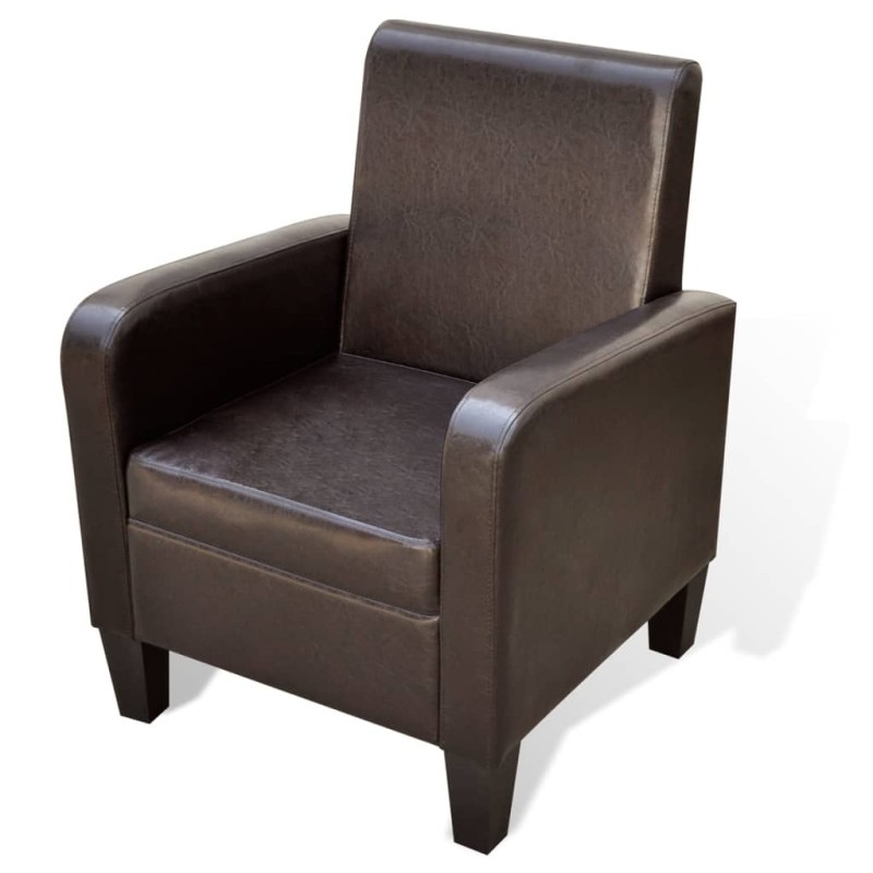 vidaXL Sillón de cuero sintético marrón vidaXL Sillón de cuero sintético marrón