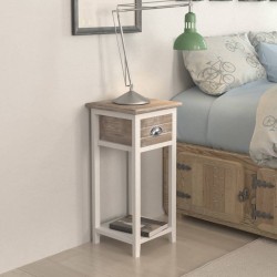 vidaXL Mesita de noche con 1 cajón marrón y blanca 
