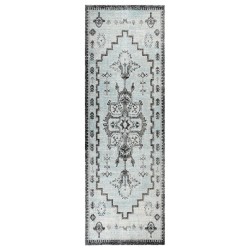 vidaXL Alfombra de exterior tejido plano verde y gris 80x250 cm