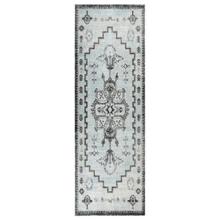 vidaXL Alfombra de exterior tejido plano verde y gris 80x250 cm