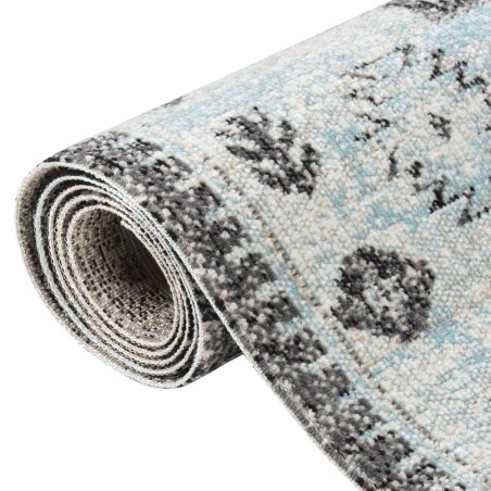 vidaXL Alfombra de exterior tejido plano verde y gris 80x250 cm