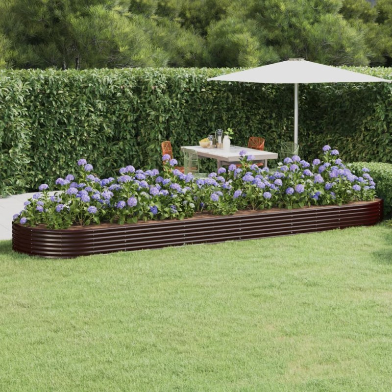 vidaXL Jardinera arriate acero recubrimiento polvo marrón 523x140x36cm vidaXL Jardinera arriate acero recubrimiento polvo marrón 523x140x36cm