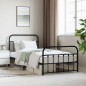 vidaXL Estructura de cama con cabecero y estribo metal negro 107x203cm