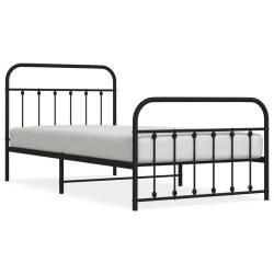 vidaXL Estructura de cama con cabecero y estribo metal negro 107x203cm