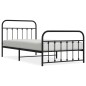 vidaXL Estructura de cama con cabecero y estribo metal negro 107x203cm