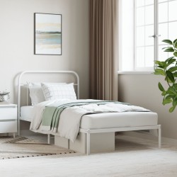 vidaXL Estructura de cama de metal con cabecero blanco 107x203 cm