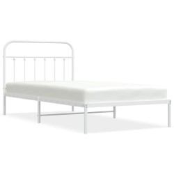 vidaXL Estructura de cama de metal con cabecero blanco 107x203 cm