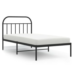 vidaXL Estructura de cama con cabecero metal negro 107x203 cm