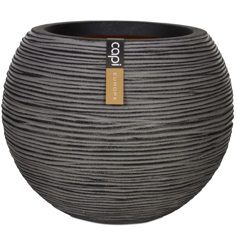 Capi Jarrón Nature Rib redondo gris antracita 40x32 cm KOFZ270 