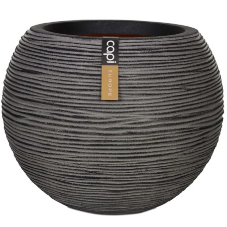 Capi Jarrón Nature Rib redondo gris antracita 40x32 cm KOFZ270 