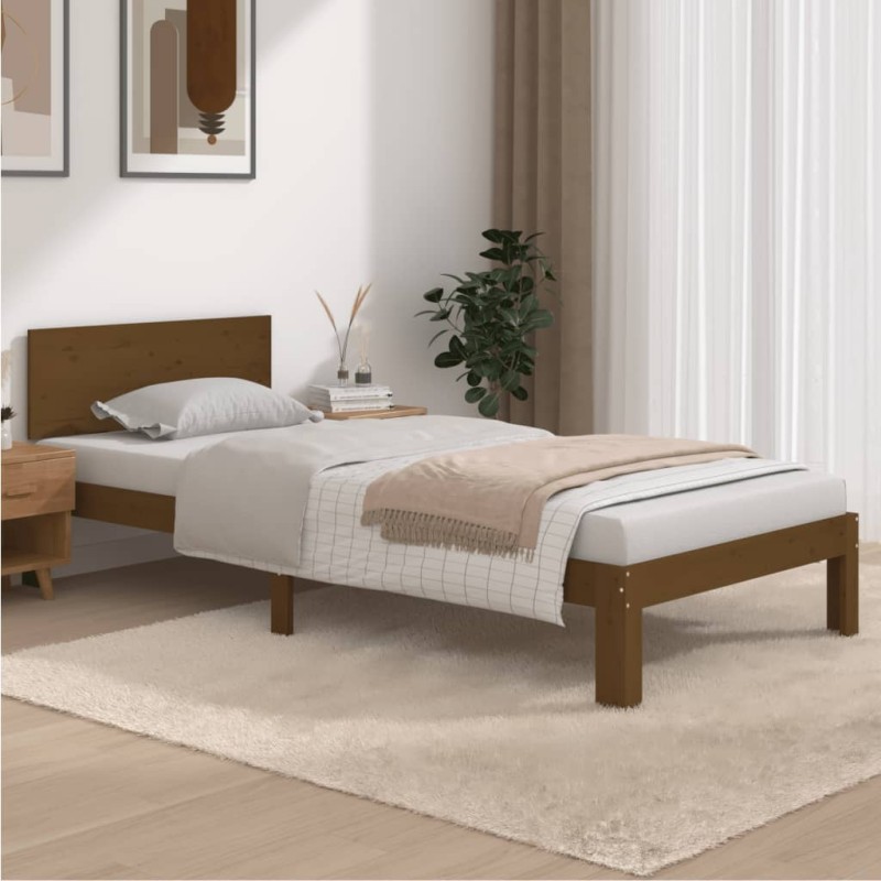 vidaXL Estructura de cama madera maciza pino marrón miel 90x200 cm vidaXL Estructura de cama madera maciza pino marrón miel 90x200 cm