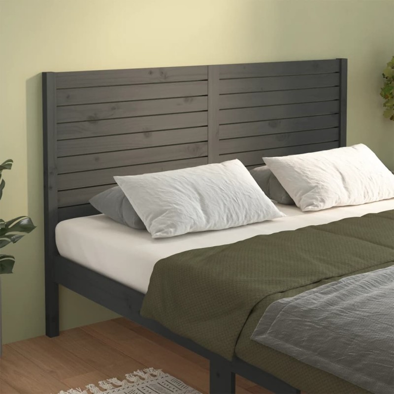 vidaXL Cabecero de cama madera maciza de pino gris 206x4x100 cm vidaXL Cabecero de cama madera maciza de pino gris 206x4x100 cm