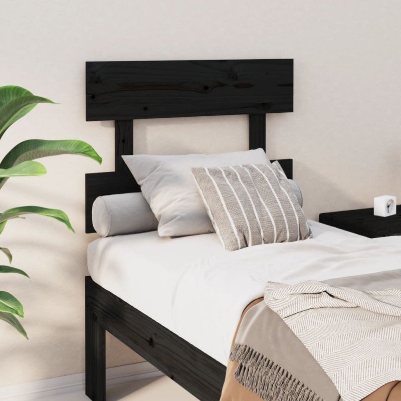 vidaXL Cabecero de cama madera maciza de pino negro 78,5x3x81 cm vidaXL Cabecero de cama madera maciza de pino negro 78,5x3x81 cm