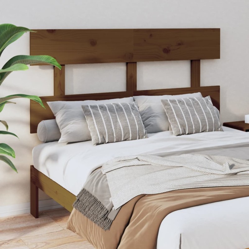 vidaXL Cabecero de cama madera maciza de pino marrón miel 138x3x81 cm vidaXL Cabecero de cama madera maciza de pino marrón miel 138x3x81 cm