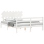 vidaXL Estructura de cama con cabecero madera maciza blanco 140x190 cm vidaXL Estructura de cama con cabecero madera maciza blanco 140x190 cm