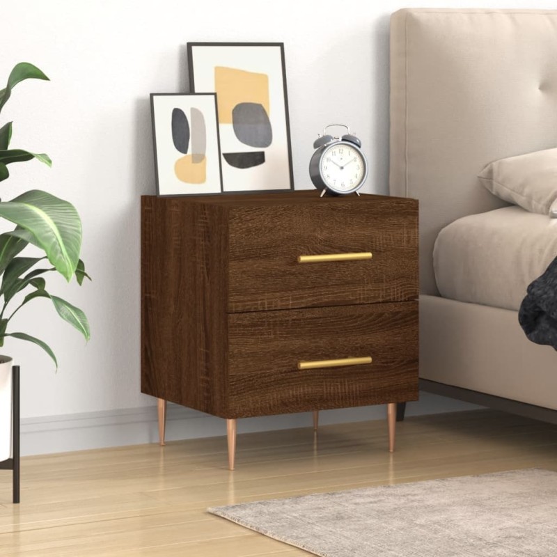 vidaXL Mesita de noche madera de ingeniería roble marrón 40x35x47,5 cm vidaXL Mesita de noche madera de ingeniería roble marrón 40x35x47,5 cm