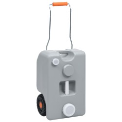 vidaXL Depósito de agua con ruedas para camping gris 25 L