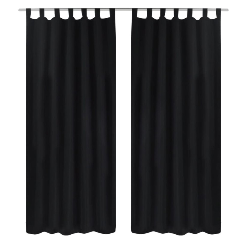 2 cortinas negras micro-satinadas con trabillas, 140 x 175 cm 2 cortinas negras micro-satinadas con trabillas, 140 x 175 cm