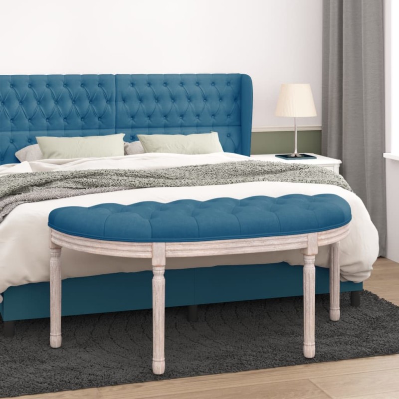 vidaXL Banco de terciopelo azul 110,5x45x49 cm vidaXL Banco de terciopelo azul 110,5x45x49 cm