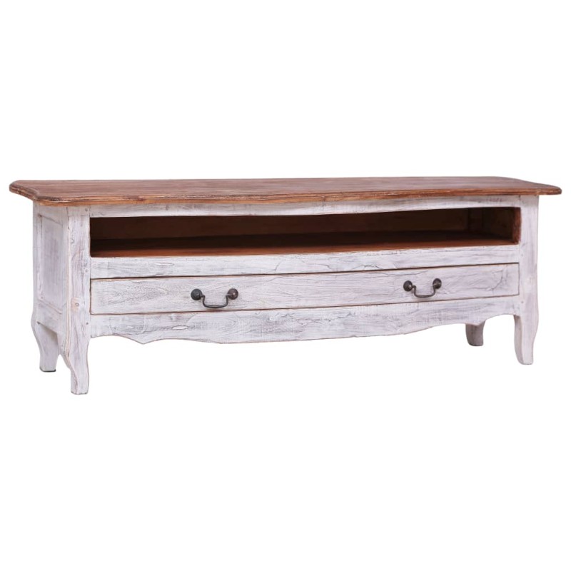 vidaXL Mueble para TV de madera maciza reciclada blanco 120x30x40 cm vidaXL Mueble para TV de madera maciza reciclada blanco 120x30x40 cm