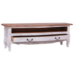 vidaXL Mueble para TV de madera maciza reciclada blanco 120x30x40 cm