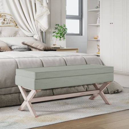 vidaXL Taburete con almacenaje terciopelo gris claro 110x45x49 cm