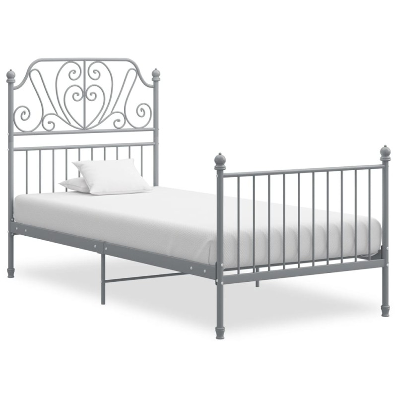 vidaXL Estructura de cama de metal gris 90x200 cm