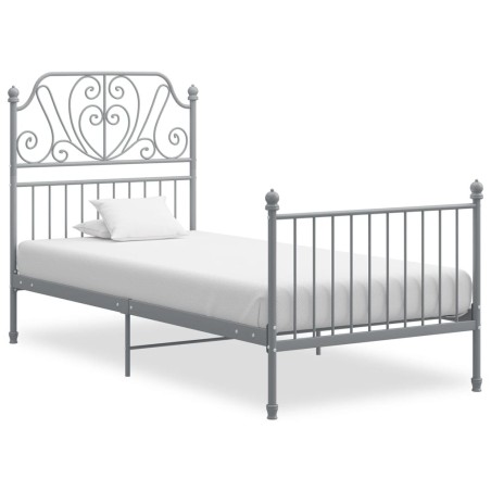 vidaXL Estructura de cama de metal gris 90x200 cm