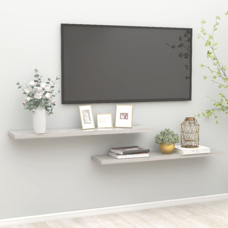 vidaXL Estante flotante pared 2 uds MDF gris hormigón 120x23,5x3,8 cm vidaXL Estante flotante pared 2 uds MDF gris hormigón 120x23,5x3,8 cm