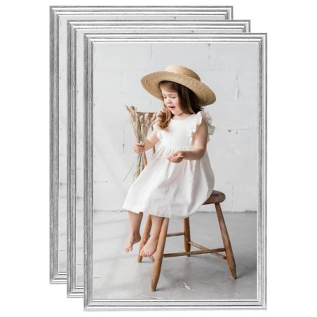 vidaXL Marcos de foto collage de pared/mesa 3 uds plateado MDF 70x90cm