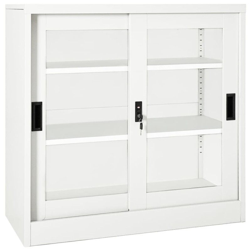 vidaXL Armario con puerta corredera acero blanco 90x40x90 cm vidaXL Armario con puerta corredera acero blanco 90x40x90 cm