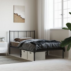vidaXL Estructura de cama con cabecero metal negro 107x203 cm