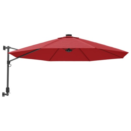 vidaXL Sombrilla de pared con LED rojo brillante 290 cm