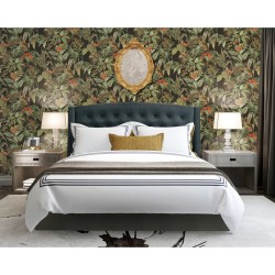 DUTCH WALLCOVERINGS Papel de pared Bird-of-Paradise negro