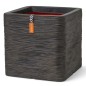 Capi Maceta Nature Rib cuadrado marrón oscuro 30x30x30 cm Capi Maceta Nature Rib cuadrado marrón oscuro 30x30x30 cm