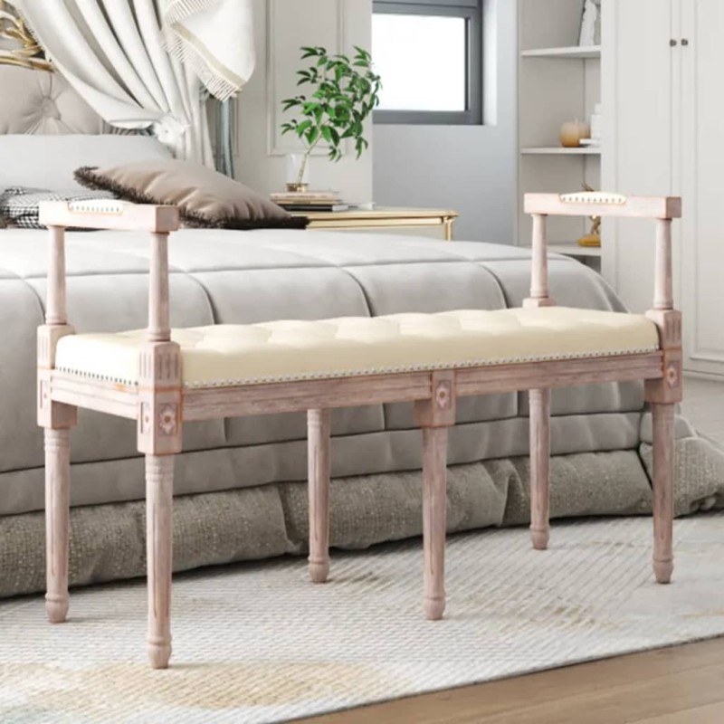 vidaXL Banco beige lino 110x40x70 cm vidaXL Banco beige lino 110x40x70 cm