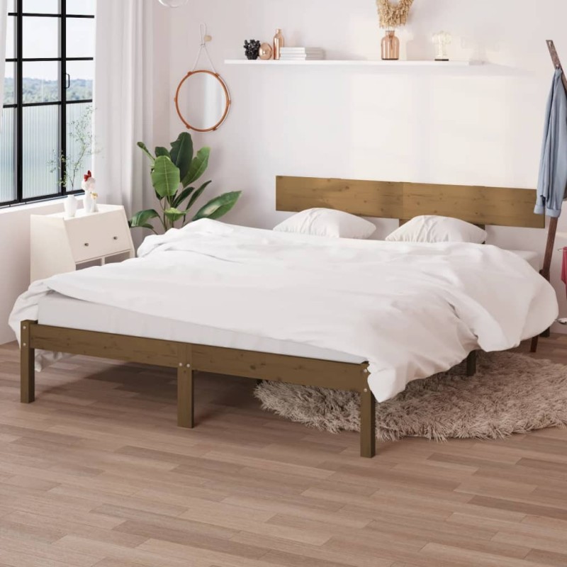vidaXL Estructura de cama madera maciza pino marrón miel 140x200 cm vidaXL Estructura de cama madera maciza pino marrón miel 140x200 cm