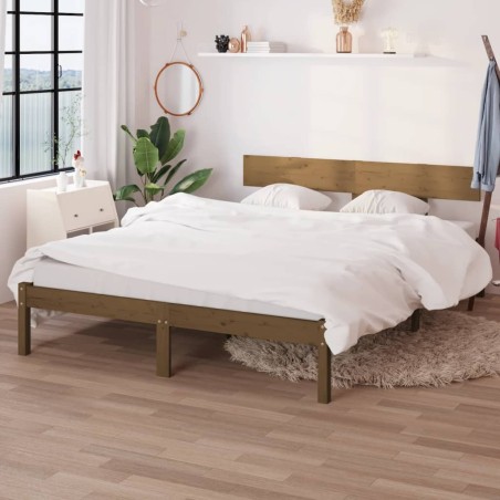 vidaXL Estructura de cama madera maciza pino marrón miel 140x200 cm