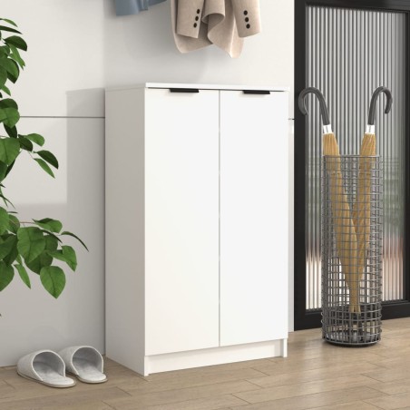 vidaXL Mueble zapatero de madera contrachapada blanco 59x35x100 cm