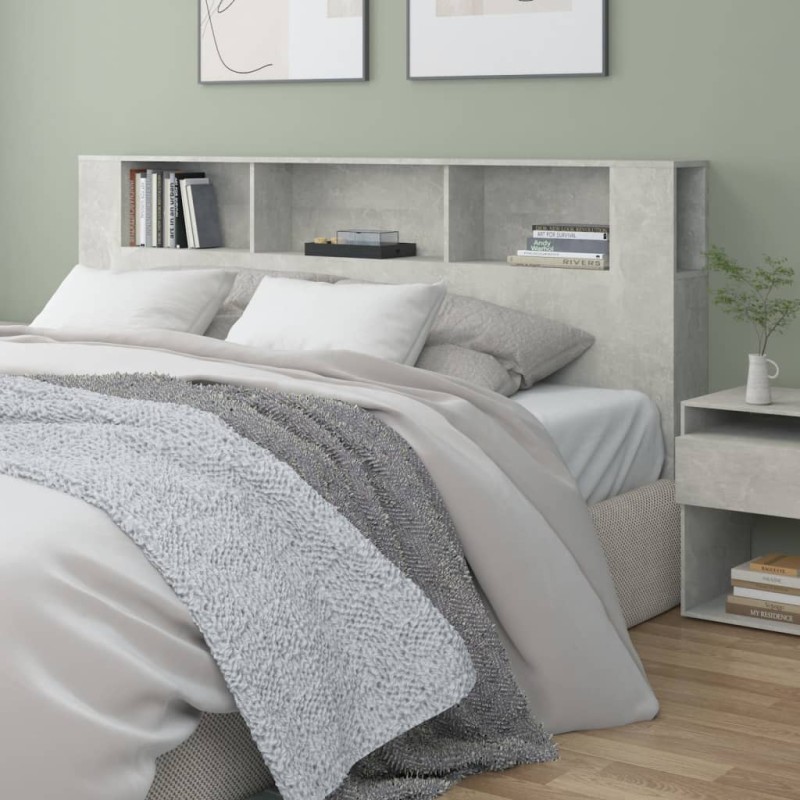 vidaXL Mueble cabecero gris hormigón 200x18,5x104,5 cm vidaXL Mueble cabecero gris hormigón 200x18,5x104,5 cm