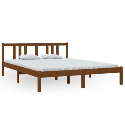 vidaXL Estructura de cama king madera maciza marrón miel 150x200 cm