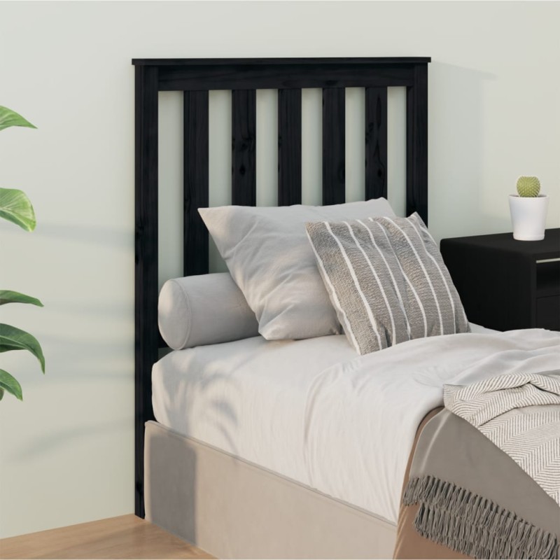vidaXL Cabecero de cama madera maciza de pino negro 81x6x101 cm