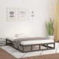 vidaXL Estructura de cama de madera maciza gris King Size 150x200 cm