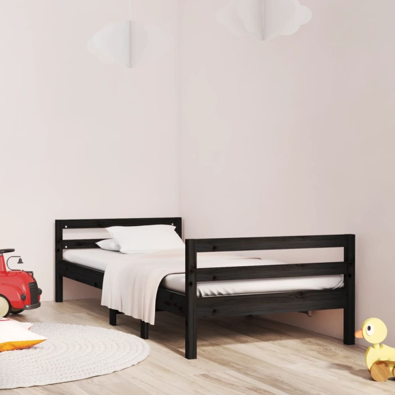 vidaXL Estructura de cama madera maciza de pino negro 80x200 cm