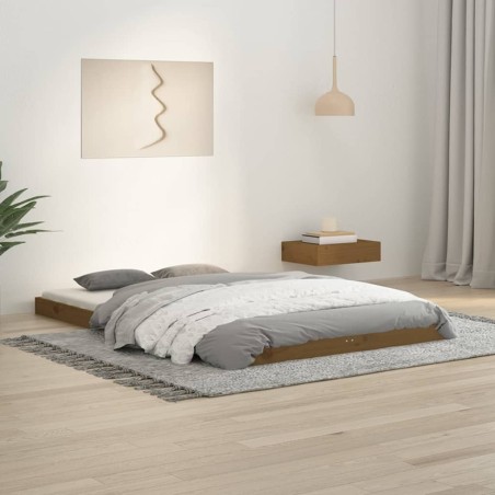 vidaXL Estructura de cama madera maciza de pino marrón miel 120x190 cm