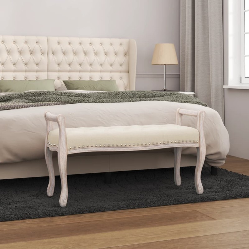 vidaXL Banco beige lino 110x45x60 cm