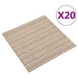 vidaXL Baldosas de suelo de moqueta 20 uds 5 m² 50x50 cm beige rayado