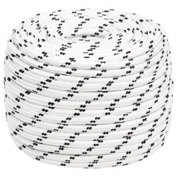 vidaXL Cuerda para barco trenzada poliéster blanco 14 mmx250 m