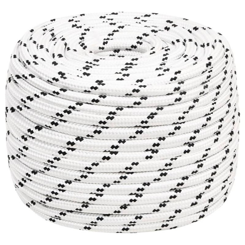 vidaXL Cuerda para barco trenzada poliéster blanco 14 mmx250 m