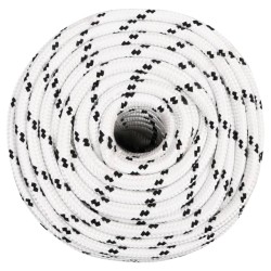 vidaXL Cuerda para barco trenzada poliéster blanco 14 mmx250 m